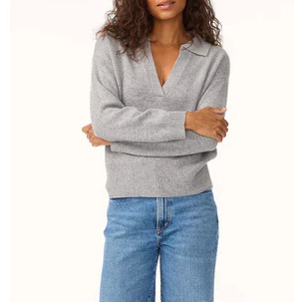 Unsubscribed Women's Gray Cashmere Polo Sweater Size XS
